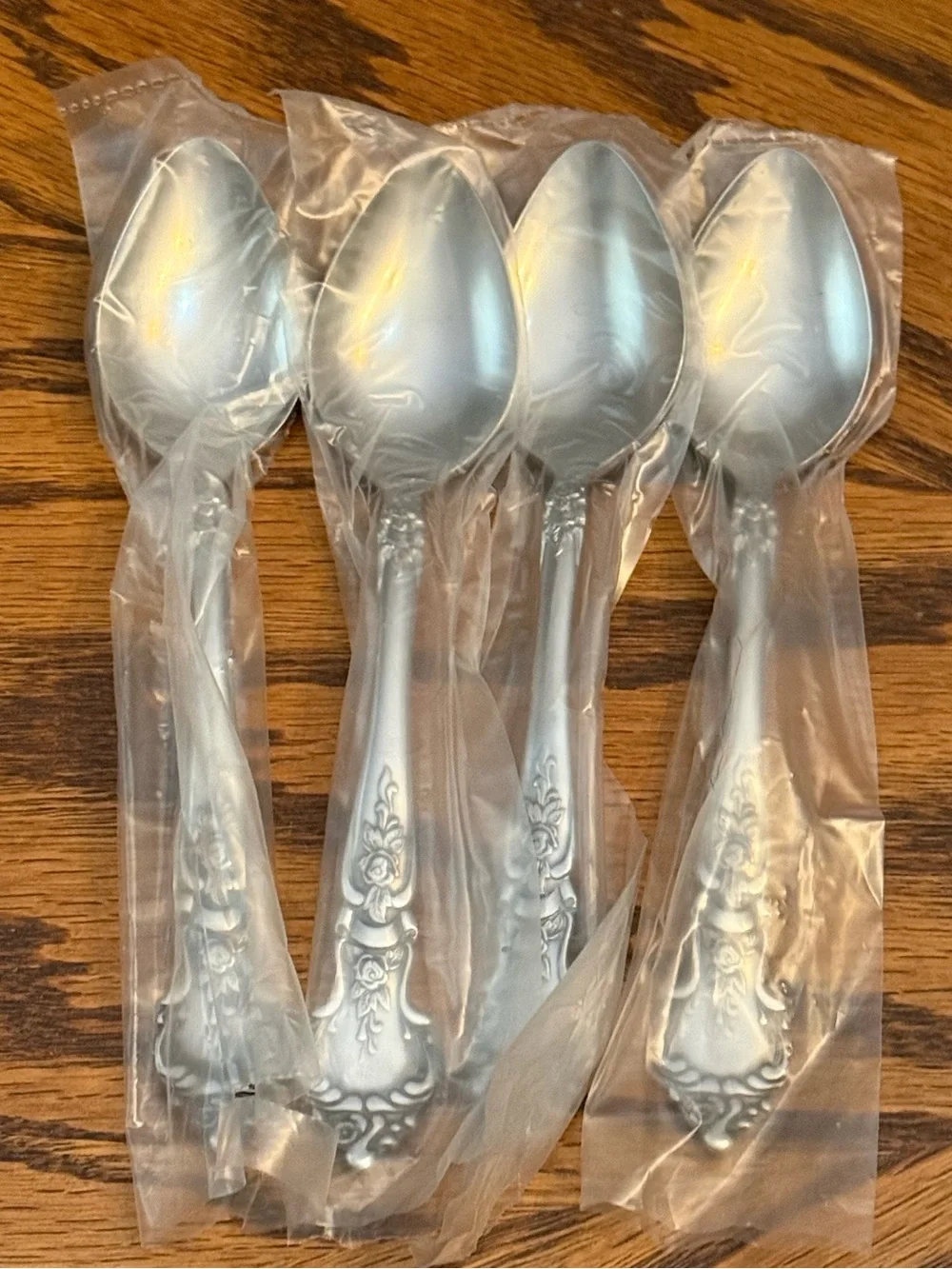 Rose And Leaf National Flatware Stainless 4 Soup Spoons 7 1/2” NEW